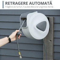 DURHAND Derulator Automat pentru Furtun Da Perete Profesional, Conector Ø1/4''furtun 15m(m-4)