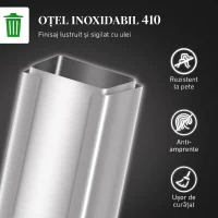 HOMCOM Coș Gunoi 20L cu Pedală și Închidere Amortizată, Anti-Amprente, 37,2x21,5x57 cm, Argintiu(m-5)