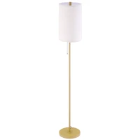 HOMCOM Lampadar cu Abajur din In și Dulie E27, In și Oțel, 25,5x25,5x157 cm, Auriu(m-12)