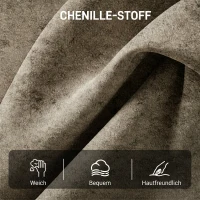 HOMCOM Akzentstuhl, Chenille-Polstersessel mit Massivholzrahmen und Beinen, Hellbraun(m-6)