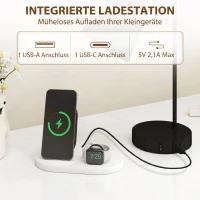 HOMCOM Tischlampen-Set, 2 Stück, Moderne Lampen mit USB-A- und USB-C-Anschluss für Schlafzimmer, Wohnzimmer & Büro, Schwarz(m-4)