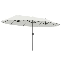 Outsunny XXL Sonnenschirm mit Handkurbel wetterbeständig 455 cm x 270 cm x 240 cm Stahl Polyester Beige(m-1)