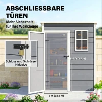 Outsunny Gerätehaus Kunststoff 1,14m² 151 x 92 x 193cm Geräteschuppen mit Pultdach Boden Fenster Grau(m-6)