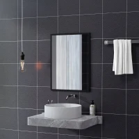 HOMCOM Oglindă de Perete Dreptunghiulară cu Agățători, din Sticlă și MDF, 60x80 cm, Neagră(m-7)
