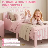AIYAPLAY Letto Montessori per Bambini 3-6 Anni 146x76.5cm, Sponde Anti-Caduta, Forma di Fiocco per Cameretta, Rosa(m-6)