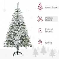 HOMCOM Brad de Crăciun cu 358 Ramuri Ignifuge, Efect Realist, Bază din Oțel, 85x85x150 cm, Verde(m-4)