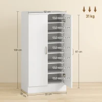 HOMCOM Dulap pentru pantofi cu 6 rafturi reglabile din lemn, alb, 55x35x108 cm(m-3)