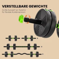 SPORTNOW Hantelset verstellbar 15 KG Kurzhantel Set Kurzhanteln Langhanteln Hanteln Set für Krafttraining(m-5)