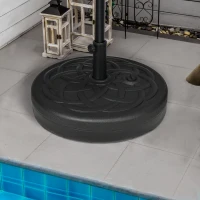 Outsunny Bază pentru Umbrelă de Soare Rotundă din Plastic, Umplibilă cu Apă și Nisip pentru Stâlpi de 38-48 mm, Ø56 cm, Negru(m-10)