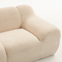 HOMCOM Sofá 2 Lugares em Chenille Sofá de Sala 174 cm Assento e Apoios de Braço Largos Acolchoados Totalmente Compactado Bege(m-6)
