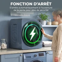 HOMCOM Sèche linge à évacuation compact, sèche-linge électrique 1000 W 3 Kg, 5 modes de séchage, cuve en acier inoxydable, bleu(m-8)