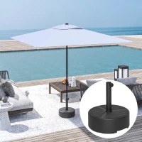 Outsunny Sonnenschirmständer aus HDPE Befüllbar Schirmständer 18kg/20kg mit Sand Wasser, Rund Schwarz(m-8)
