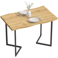 HOMCOM Esstisch für 2 Personen mit dicker Tischplatte, Metallbeinen, moderner Stil, 110x67x75,5 cm, Eiche(m-8)