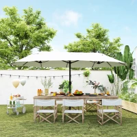 Outsunny XXL Sonnenschirm mit Handkurbel wetterbeständig 455 cm x 270 cm x 240 cm Stahl Polyester Beige(m-13)