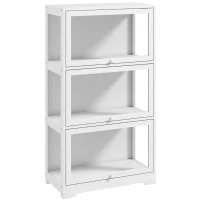 HOMCOM 3-stufige Vitrine für Sammlungen mit aufklappbaren Acryltüren für Figuren, 59x30x106 cm, Weiß(m-1)