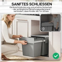 HOMCOM 31L Ausziehbarer Abfallbehälter 15L + 8L x 2 mit herausnehmbaren Eimern(m-7)