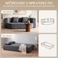 HOMCOM Schlafsofa, Bodensofa ohne Gestell mit dickem, hochdichtem Schaumstoff, breitem und tiefem Sitz, dunkelgrau(m-4)
