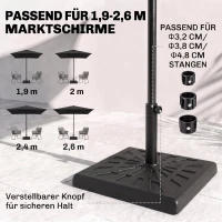 Outsunny Sonnenschirmständer Sonnenschirmhalterung Sonnenschirmfuß, wetterbeständig, 51 cm x 51 cm x 32H cm, Schwarz(m-4)