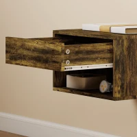 HOMCOM Set of Two Floating Bedside Tables - Rustic Brown(m-12)