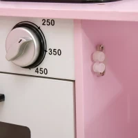 HOMCOM Bucătărie de Jucărie pentru Copii, cu Lumini și Sunete, Dozator Apă, Chiuvetă și Accesorii, MDF, PP, Roz(m-8)