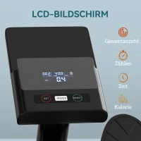 SPORTNOW Hydraulisches Rudergerät für Zuhause mit 12 Widerstandsstufen, mit LCD-Bildschirm und rutschfesten Pedalen Max. 130 kg(m-6)