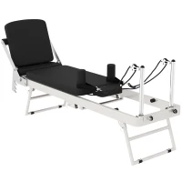 SPORTNOW Reformer Pilates Pliabil pentru Acasă cu 2 Benzi Elastice, Alb(m-1)