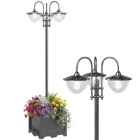 Outsunny Zonneverlichting met bloempotvoet tuinlamp 3-kops lamp waterdicht(m-15)