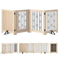 PawHut Freistehendes Haustiertor, Hundegitter mit Tür, 4 Paneele, für Flur, Treppe, Türrahmen, MDF, Stahl(m-1)
