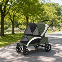 PawHut Opvouwbare Hondenbuggy voor 2 Kleine Honden tot 25 kg Donkergroen(m-8)