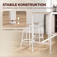 HOMCOM 5-teiliges Bartisch-Set für 4 Personen, Industrieller Stehtisch mit Hockern für Küche & Esszimmer, Eiche(m-6)