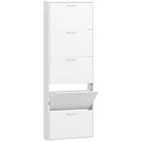 HOMCOM Dulap pentru Pantofi cu 5 Uși Anti-Răsturnare, din PAL, 65x17x180.5 cm, Alb(m-1)