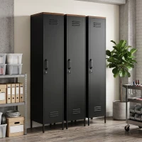 HOMCOM Metallschrank, Industrieller Kleiderschrank mit verstellbaren Böden für Schlafzimmer, Garage und Büro, Schwarz(m-9)