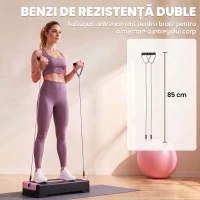 SPORTNOW Step Aerobic Reglabil pe 2 Niveluri cu 2 Benzi de Rezistență, Roz(m-5)