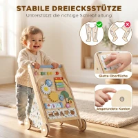 AIYAPLAY Baby Lauflernwagen Holz Lauflernhilfe mit Rädern regulierbarer Geschwindigkeit Bauklötze für Kleinekinder ab 18 Monaten(m-6)
