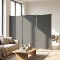 Outsunny Biombo Plegable de 3 Paneles 260x180 cm Biombo Separador de Ambientes con Soporte de Metal UPF 30+ Gris Oscuro(m-10)