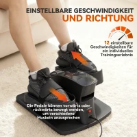 SPORTNOW Mini-Pedaltrainer, 12 Geschwindigkeiten, LED-Display, Fernbedienung, rutschfest, tragbar, Metall, Kunststoff, Schwarz(m-4)