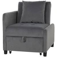 HOMCOM Schlafsessel 4-in-1 Ausziehbar Gesteppt, Verstellbar, Samtoptik, Dunkelgrau(m-7)