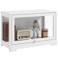 HOMCOM Vitrine für Sammlungen mit aufklappbarer Acryl-Tür für Dekorationsfiguren 59x30x40 cm Weiß(m-8)