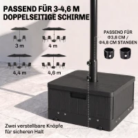 Outsunny 3-in-1 Parasolvoet, Bijzettafel, Bloembak, tot 80 kg zand, weerbestendig, Zwart(m-5)