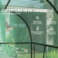 Outsunny Serra da Giardino da 2 m², 2 Porte Avvolgibili, Copertura in PE 140g/m² Anti-UV, 2x1x1.78m, Verde(m-5)