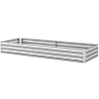 Outsunny Pat Ridicat pentru Grădinărit din Metal Exterior pentru Flori și Legume, 241x90,5x30 cm, Argintiu(m-12)