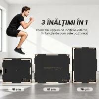 SPORTNOW Cutie Plyo In Lemn 3 In 1, Antiderapant Con Mânere Per Acasă Și Sală(m-5)