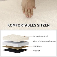HOMCOM Opbergkruk, Gestoffeerde Bank met Opbergruimte en Deksel voor Woonkamer, Slaapkamer, Gang, Crèmewit(m-6)