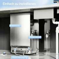 HOMCOM Professionele ijsmachine, 36 kg/24 uur, roestvrij staal, onderbouw of vrijstaand, zilver(m-7)