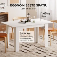 HOMCOM Masă Extensibilă de Luat Masa pentru 6-8 Persoane, 140-180 x 80 cm, Alb(m-11)