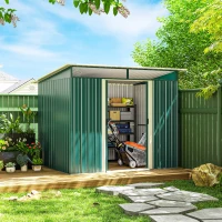 Outsunny Cobertizo de Jardín Exterior 4,5 m² 260x194x200 cm con Paneles Frontales Transparentes y 2 Puertas Corredizas Verde(m-10)