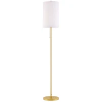 HOMCOM Lampadar cu Abajur din In și Dulie E27, In și Oțel, 25,5x25,5x157 cm, Auriu(m-11)