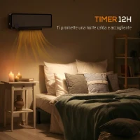 HOMCOM Riscaldatore Elettrico da Parete a 3 Modalità con Timer 12h, in PP e PA, 56x18.5x11.7 cm, Nero(m-4)