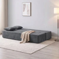 HOMCOM Schlafsofa, Bodensofa ohne Gestell mit dickem, hochdichtem Schaumstoff, breitem und tiefem Sitz, dunkelgrau(m-9)