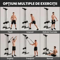 SPORTNOW Aparat Lat Machine Da Perete Con Scripete Regolabili, Încărcare Greutăți Reglabil(m-4)